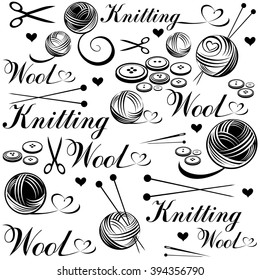 Seamless background with knitting thread isolated on White background. Vector illustration