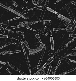 Seamless background - knives. Vintage pattern.