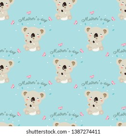 Seamless background with koala and baby.