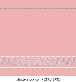 Seamless background with lace ribbon with a pattern of hearts and swirls