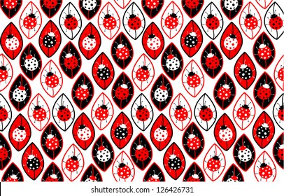 Seamless background with ladybirds