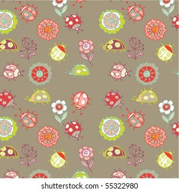 seamless background with ladybirds