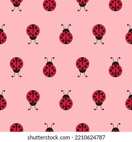 Seamless background with ladybug. Simple pattern. Vector illustration