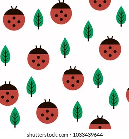 Seamless background with ladybug. Vector illustration. Pattern with beetles for tissue, paper, prints and other.