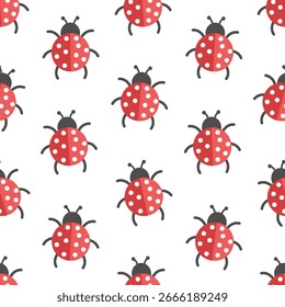 Seamless background with ladybug. Vector seamless pattern