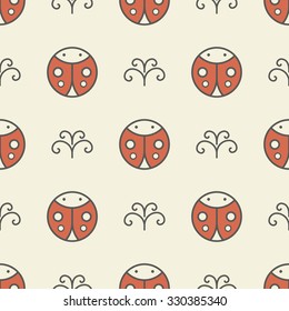 Seamless background of ladybugs