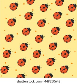 Seamless background with ladybugs. Fashion graphic. Background design. Modern spring and summer stylish abstract . Template for prints, wrapping and decoration, wallpaper.