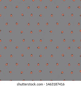 Seamless background with ladybugs. Simple minimalistic illustration on dark grey background.