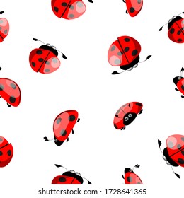 A seamless background of ladybugs. Vector illustration