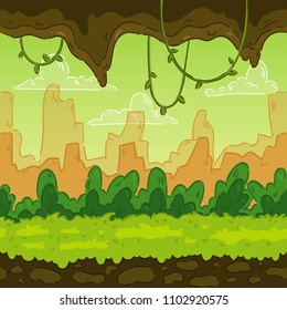 Seamless background. Landscaped jungle for game design. Parallax is ready. 