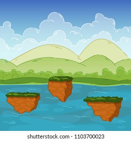 Seamless background. Landscaped sea for game design. Parallax is ready. 