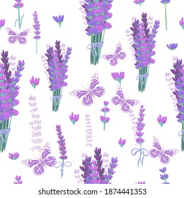 A seamless background with lavender. Vector illustration