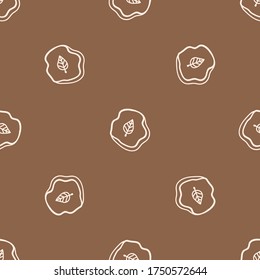 Seamless background leaf fossil gender neutral baby pattern. Simple whimsical minimal earthy 2 tone color. Kids nursery wallpaper or boho cartoon plant fashion all over print.