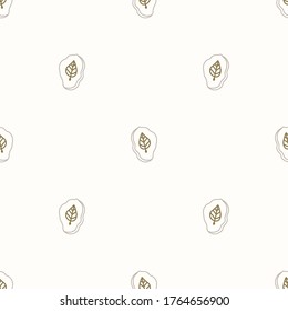 Seamless background leaf fossil gender neutral baby pattern. Simple whimsical minimal earthy 2 tone color. Kids nursery wallpaper or boho cartoon animal fashion all over print.