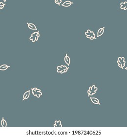 Seamless background leaf gender neutral pattern. Whimsical minimal earthy 2 tone color. kids nursery wallpaper or boho cartoon foliage fashion all over print.