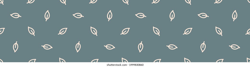 Seamless background leaf gender neutral seamless border. Whimsical minimal earthy 2 tone color. kids nursery banner or boho cartoon pet fashion header.