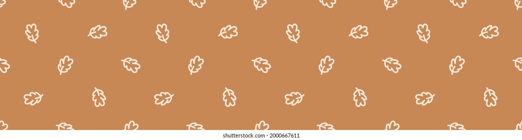 Seamless background leaf gender neutral seamless border. Whimsical minimal earthy 2 tone color. kids nursery banner or boho cartoon pet fashion header.