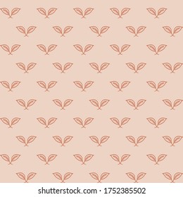 Seamless background leaf wreath gender neutral baby pattern. Simple whimsical minimal earthy 2 tone color. Kids nursery wallpaper or boho woodland nature foliage fashion all over print.
