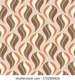 Seamless background leaf wreath gender neutral baby pattern. Simple whimsical minimal earthy 2 tone color. Kids nursery wallpaper or boho woodland nature foliage fashion all over print.