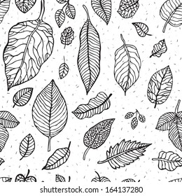 Seamless background with leaves. Abstract vector pattern.