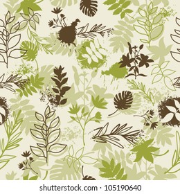 seamless background with leaves and branches