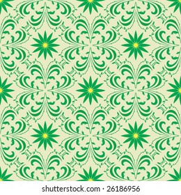 Seamless background with leaves and flowers. Vector illustration