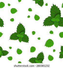 Seamless background with leaves of mint