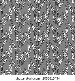 Seamless background with leaves. Modern vector. Leaves on a gray background.