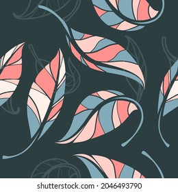 Seamless background in leaves. Vintage Pattern. Geometric ornament.