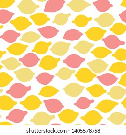 Seamless background with lemmons fruits on white. Vector fruit pattern. - Vector
