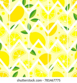 Seamless background with Lemon. Cute cartoon. Vector illustration. Textile rapport.