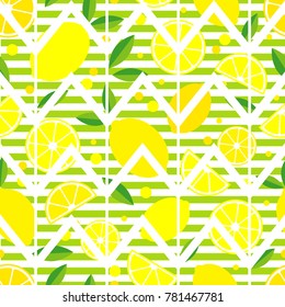 Seamless background with Lemon. Cute cartoon. Vector illustration. Textile rapport.