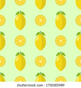 Seamless background of lemon fruit. Lemon flat style. Vector illustration.
