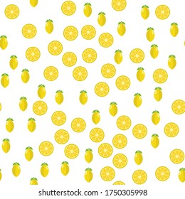 Seamless background of lemon fruit. Lemon flat style. Vector illustration.
