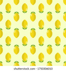 Seamless background of lemon fruit. Lemon flat style. Vector illustration.
