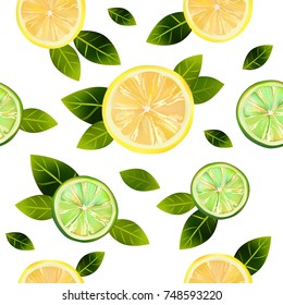 Seamless background with lemon and lime