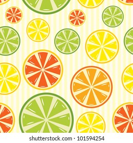 seamless background with lemon, lime, orange and grapefruit