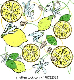 Seamless background with lemons