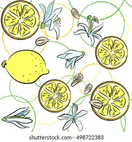 Seamless background with lemons