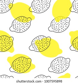 Seamless background with lemons different colors