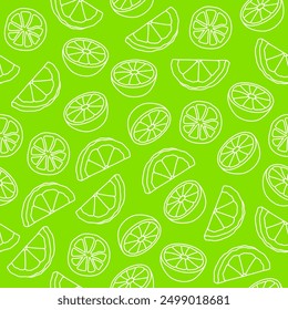 Seamless background with lemons. Lemons on a bright background. Linear drawing of fruits. Endless background