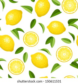 Seamless background with lemons. Vector illustration.