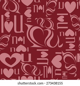 Seamless background from letters 'I love you'