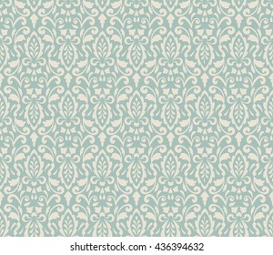 Seamless background of light blue color in the style of Damascus. Vintage abstract background.