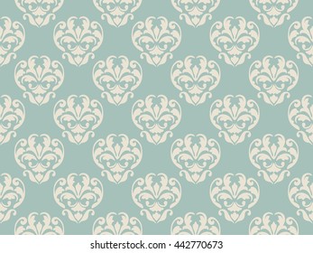 Seamless background of light blue color in the style of Damascus. Vintage abstract background