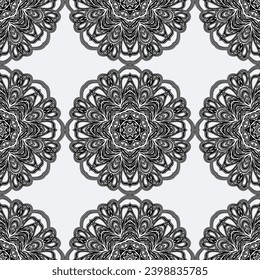 Seamless background with light pattern in baroque style. Vector retro illustration. Islam, Arabic, Indian, ottoman motifs. Perfect for printing on fabric or paper
