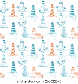 Seamless background with  lighthouses