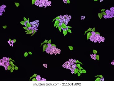Seamless background with lilac flowers. Vector illustration.