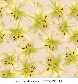 Seamless background with lilies. Flowers The pattern is suitable for greeting and invitation cards, printing.