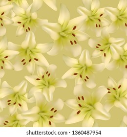 Seamless background with lilies. Flowers The pattern is suitable for greeting and invitation cards, printing.